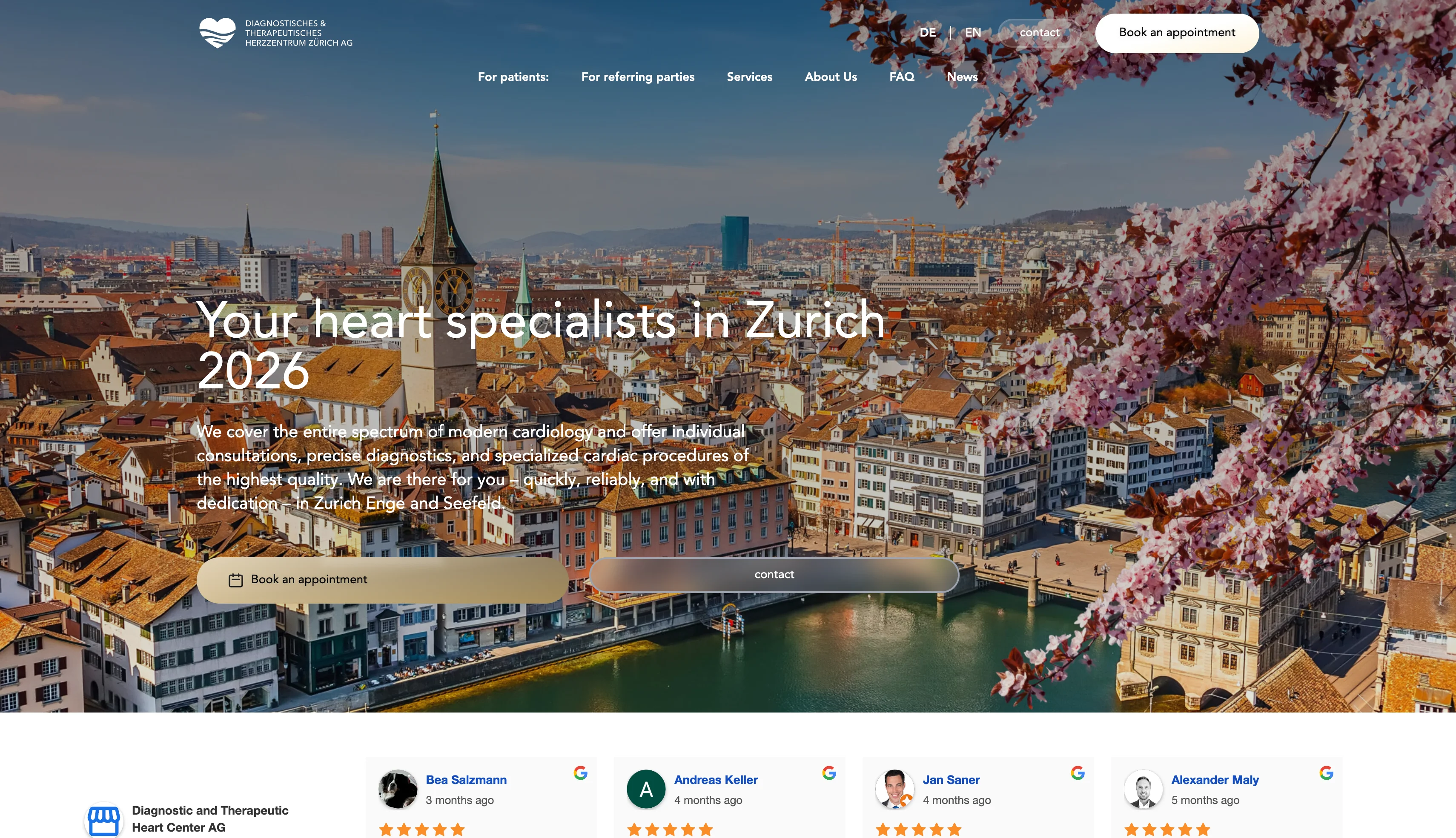 Diagnostic and Therapeutic Heart Center website screenshot